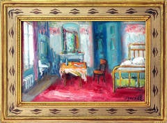 Bedroom Interior Scene with Wine Bottle