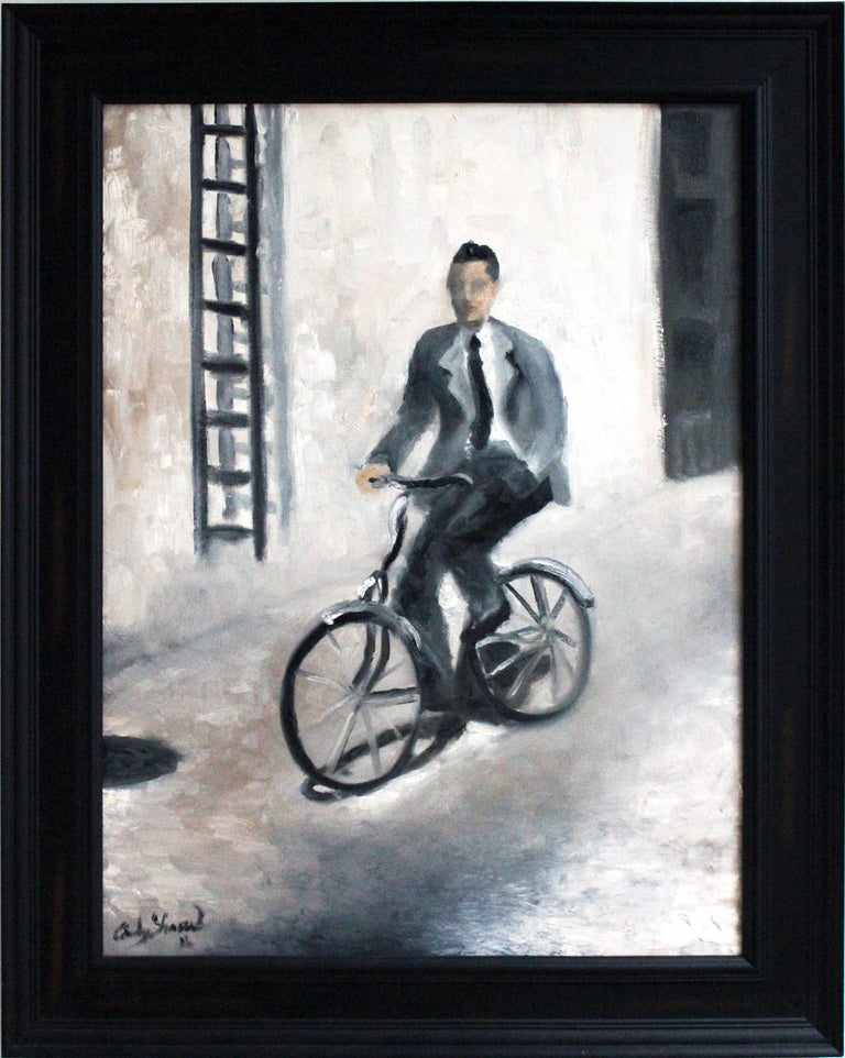 Cindy Shaoul Landscape Painting - "Riding on Set" Impressionistic Scene Oil Painting on Canvas