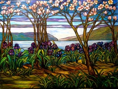 "Garden Landscape with Water Views" Louis Comfort Tiffany Style Oil Painting