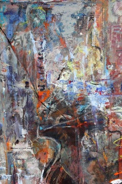"Abstract #5" Colorful Mixed Media Abstract Expressionist Composition on Canvas