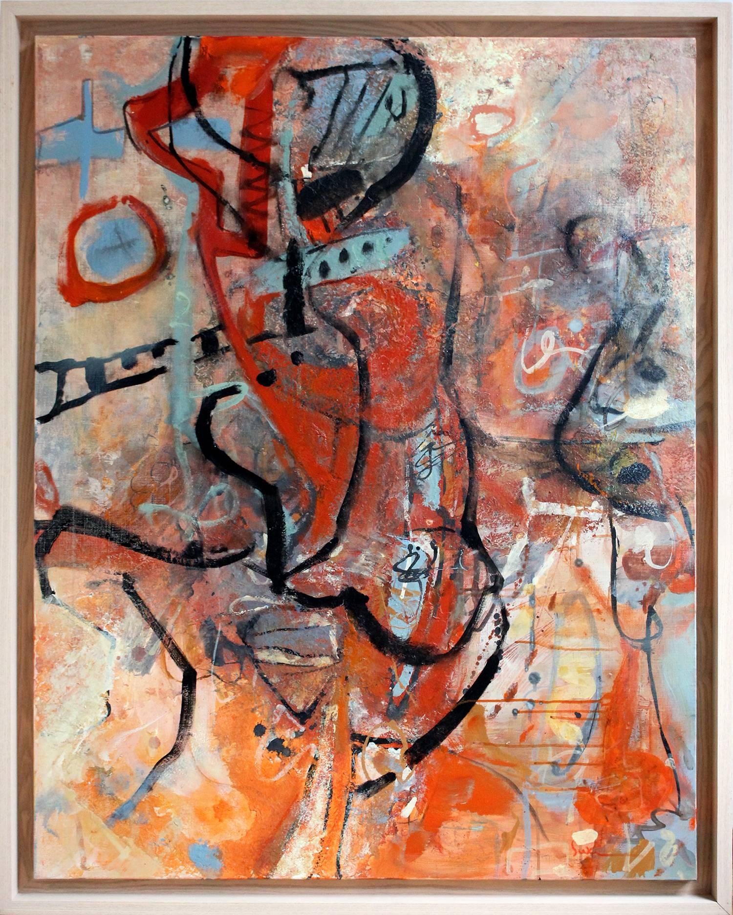 Abstract Painting de Suki Maguire - "Naturaleza y Relación Humana - 50F" Pintura Expresionista Abstracta Colorista