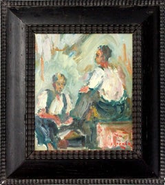 "The Shoe Shiner" Impressionist Portrait of a Shoe Shiner Oil Painting on Board