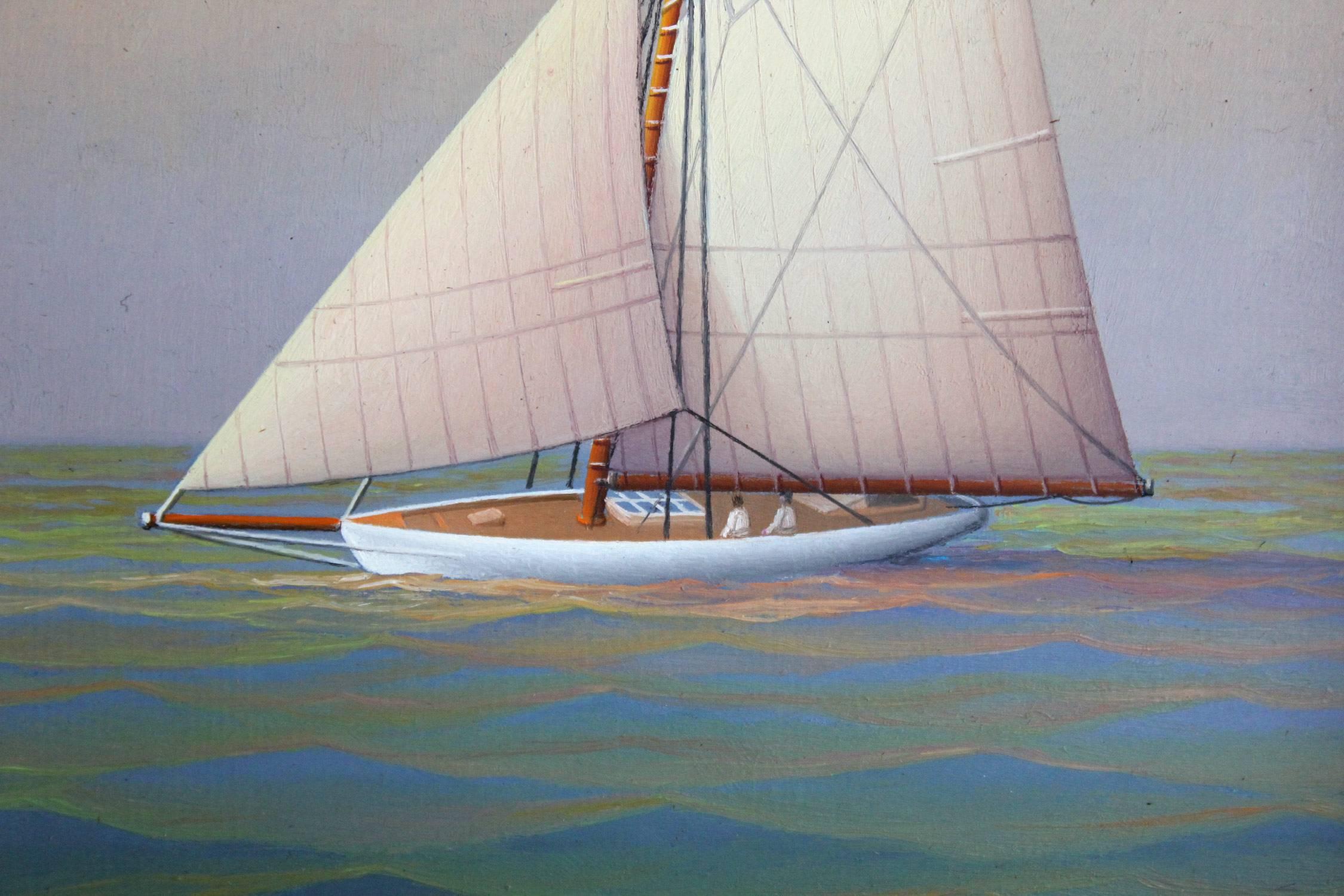 Sailing Westward - Brown Figurative Painting by George Nemethy