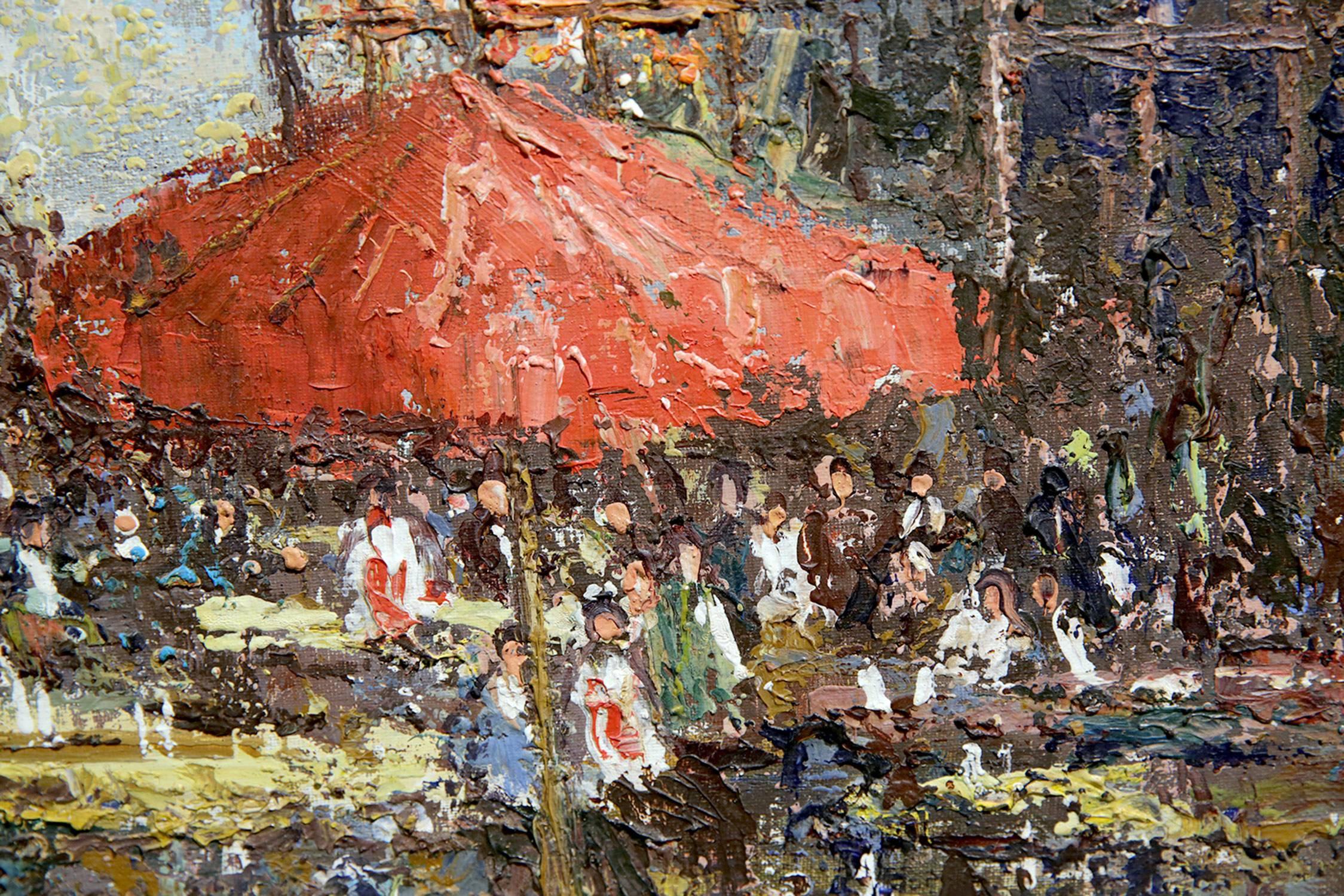 Scène parisienne - Impressionnisme Painting par Jacques Berger