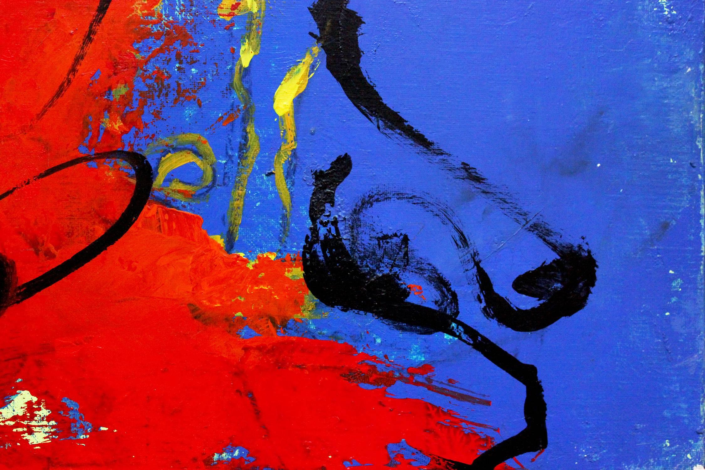 Questo pezzo è una composizione astratta realizzata con tecnica mista, olio e colori acrilici su lino. L'artista esplora un mondo incredibile pieno di colori e pennellate espressive. Le linee e la texture creano una composizione astratta matura: