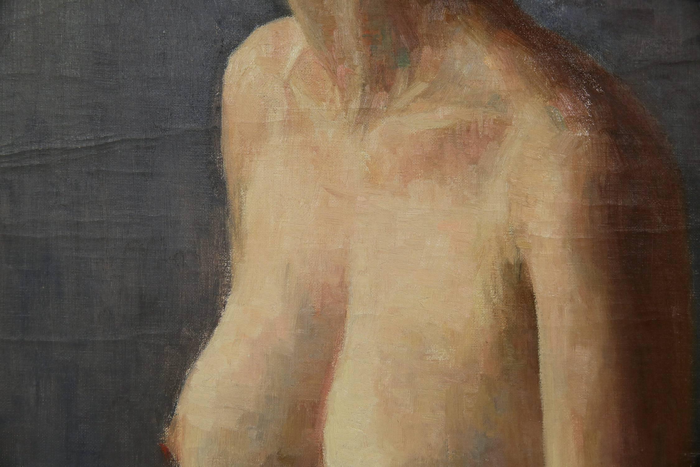 American 20th Century Oil Painting Nude Portrait of Woman from 1950's 4