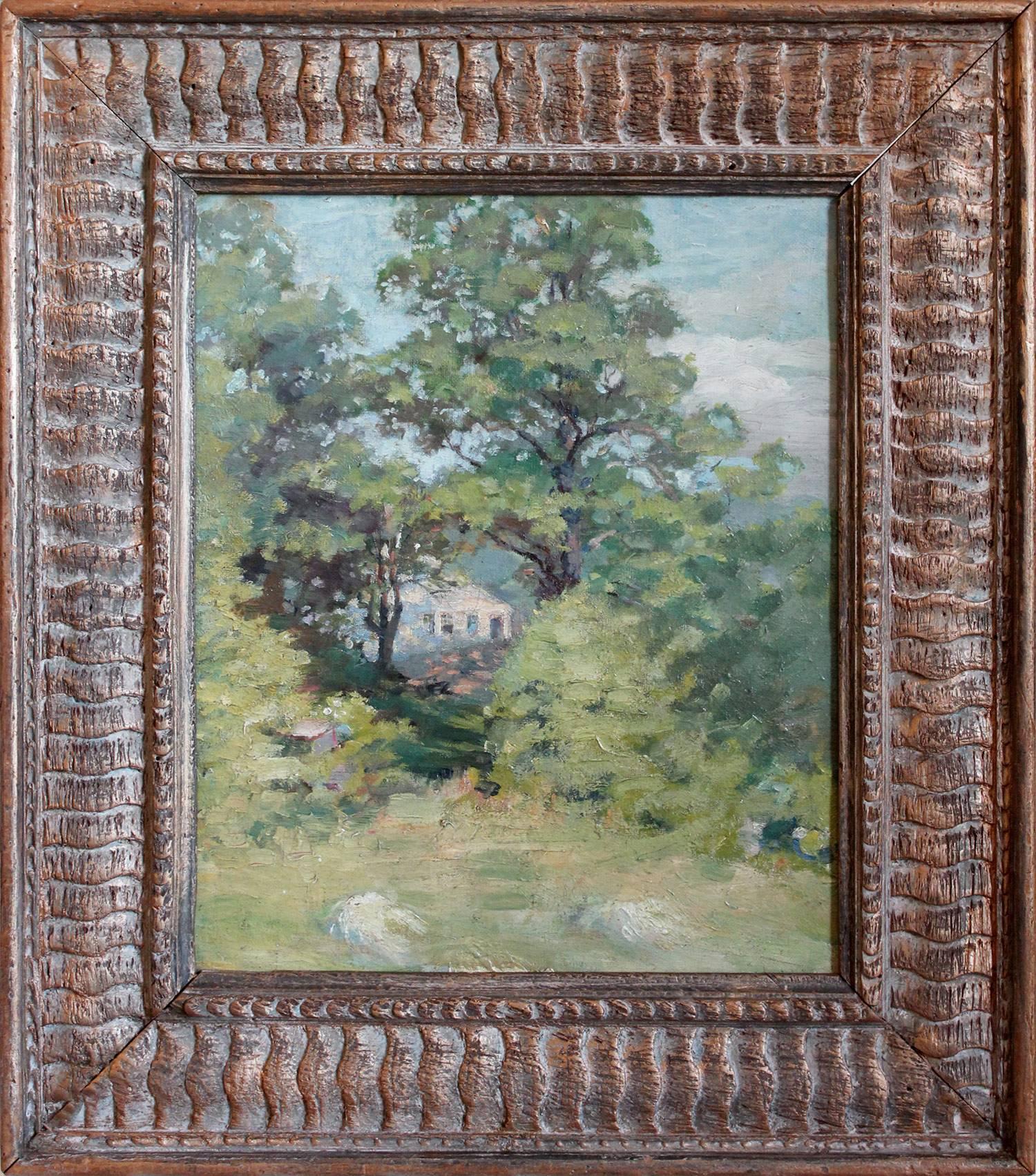 "The Germer House, Mason N.H." American Impressionistic Oil Painting Landscape