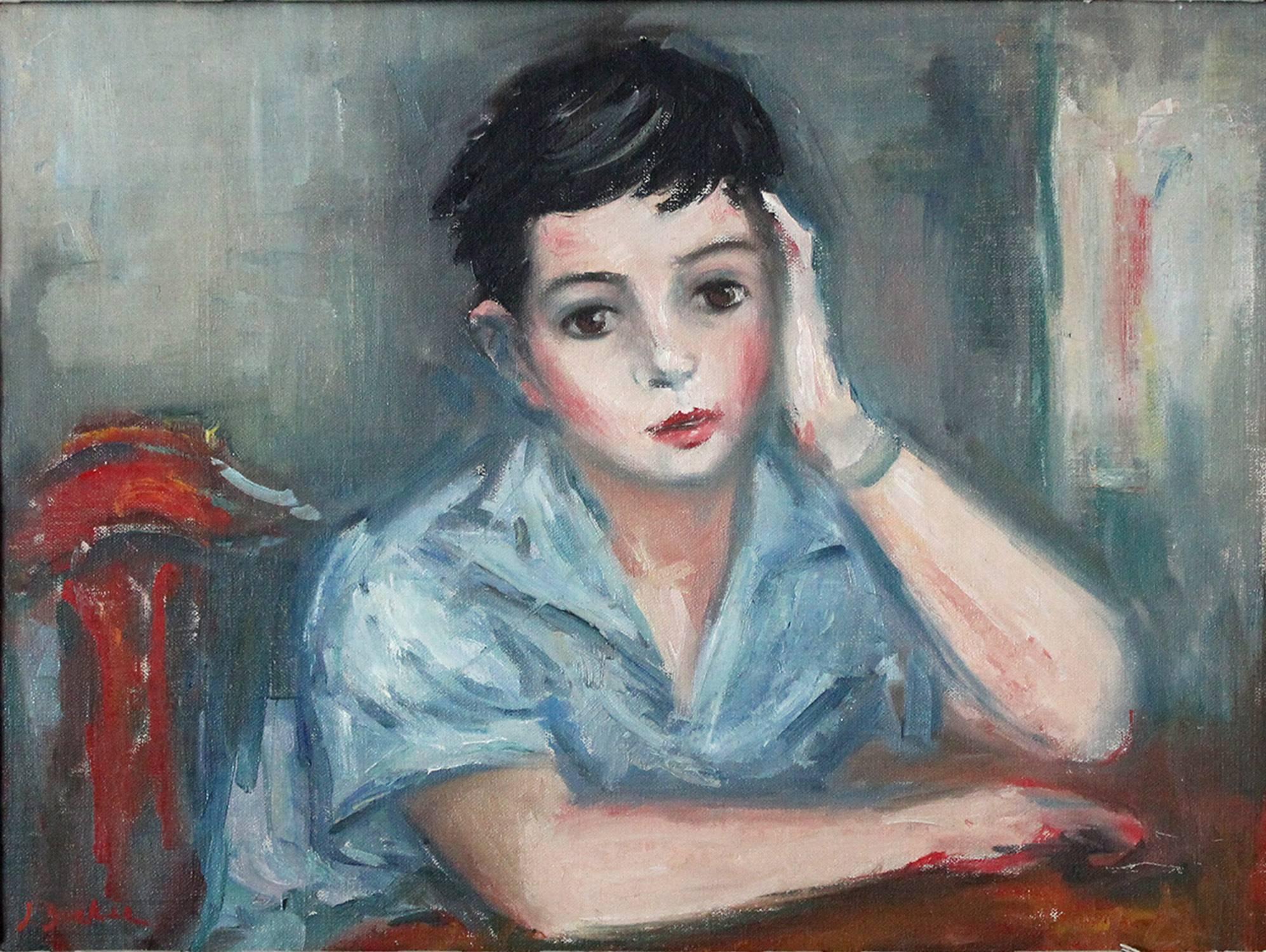 Portrait of a Young Girl - Painting by Jacques Zucker