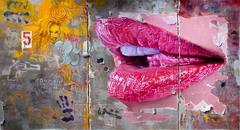 "Sound 6609" Contemporary Urban Abstract Ölgemälde von fotorealistischen Lips
