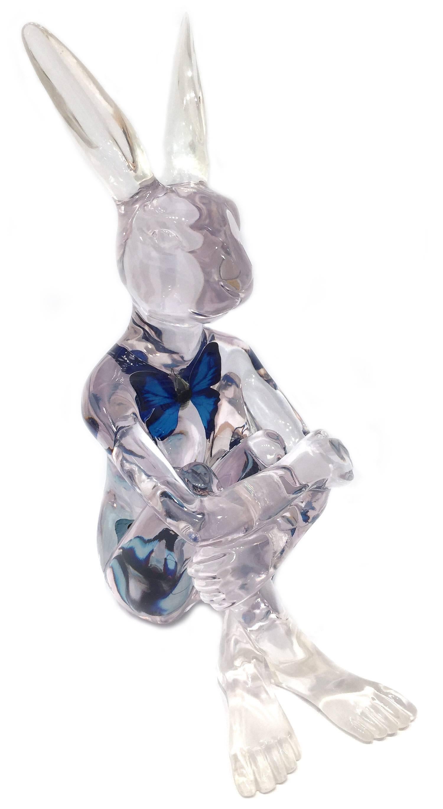 Gillie and Marc Schattner Abstract Sculpture - Butterfly Blue Rabbit Girl