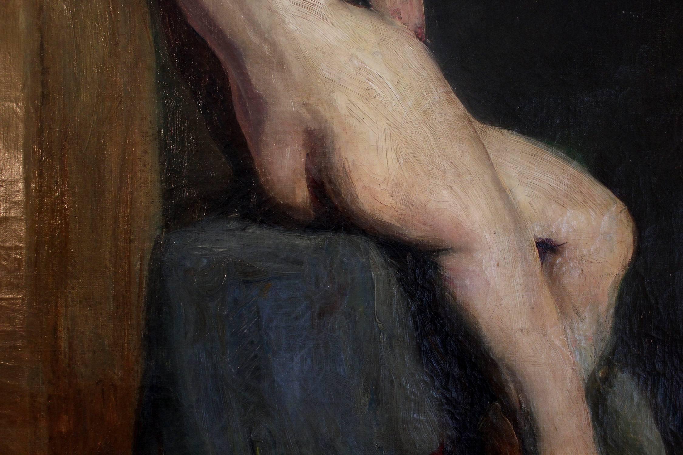 The Seated Nude - Realist Painting by Lillian M. Etherington