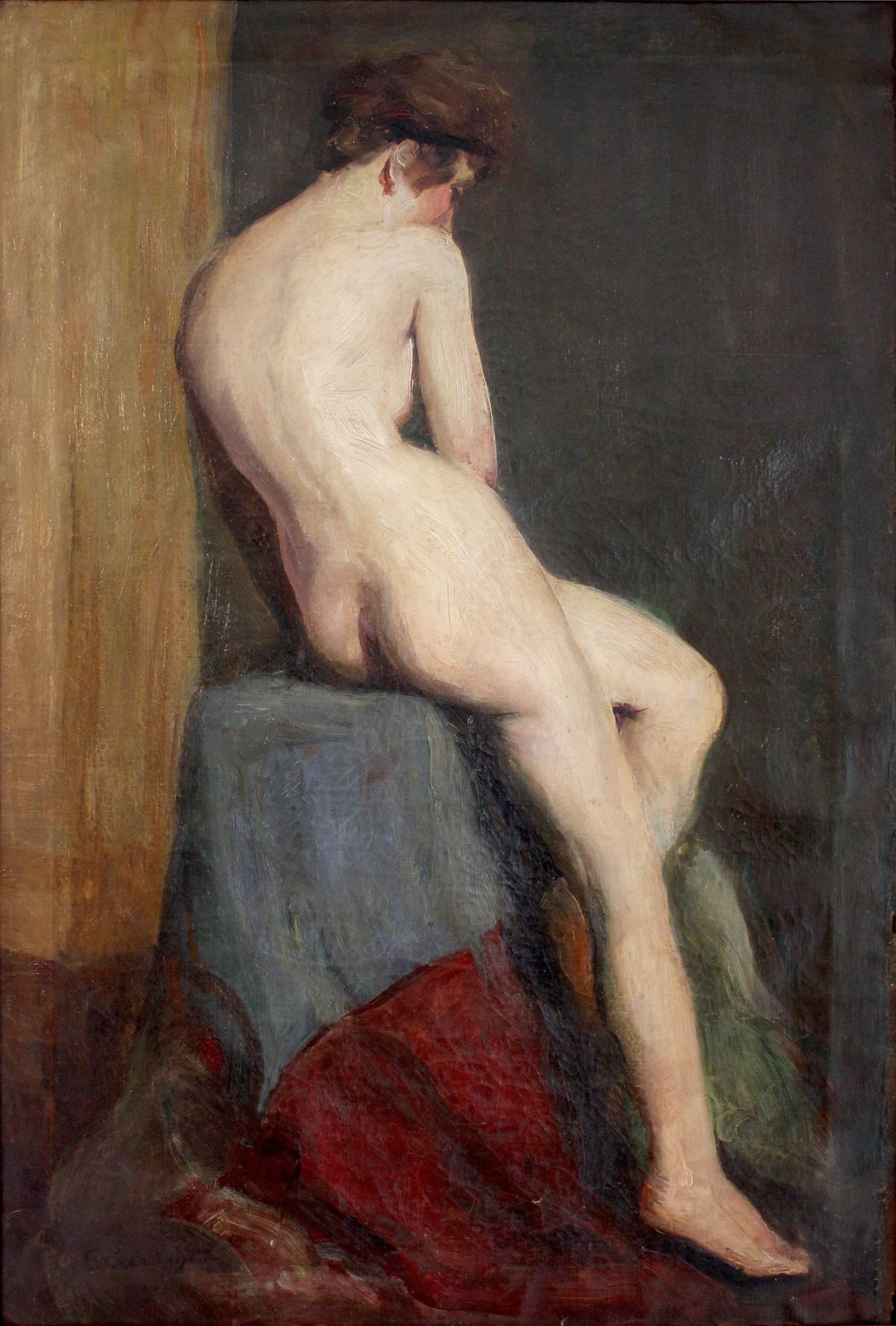 The Seated Nude - Painting by Lillian M. Etherington