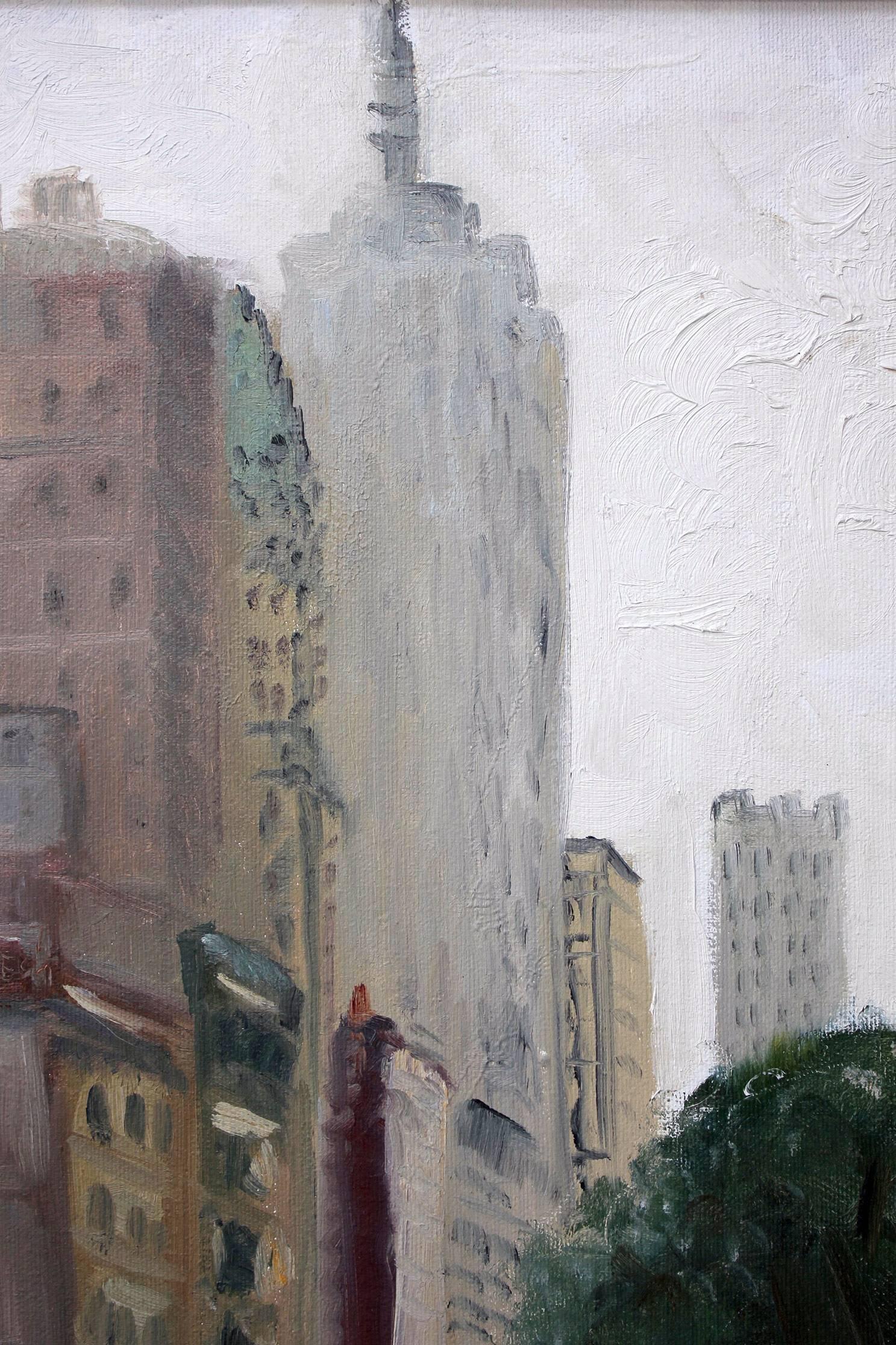 Empire State View From 5th Avenue - Impressionist Painting by Cindy Shaoul