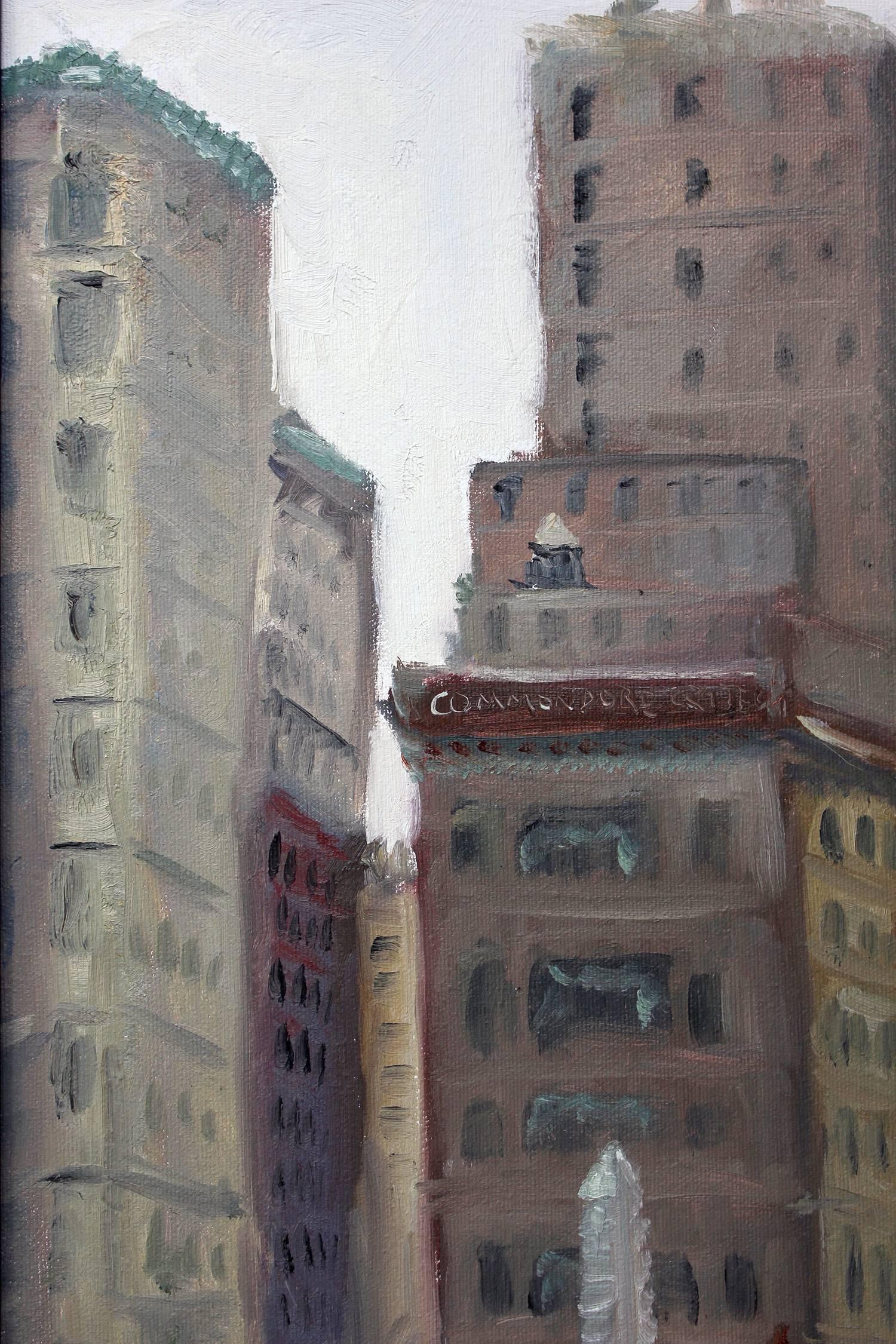 Empire State View aus der 5th Avenue (Schwarz), Landscape Painting, von Cindy Shaoul