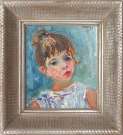"Portrait of a Young Girl" French Post-Impressionism Oil Painting on Panel