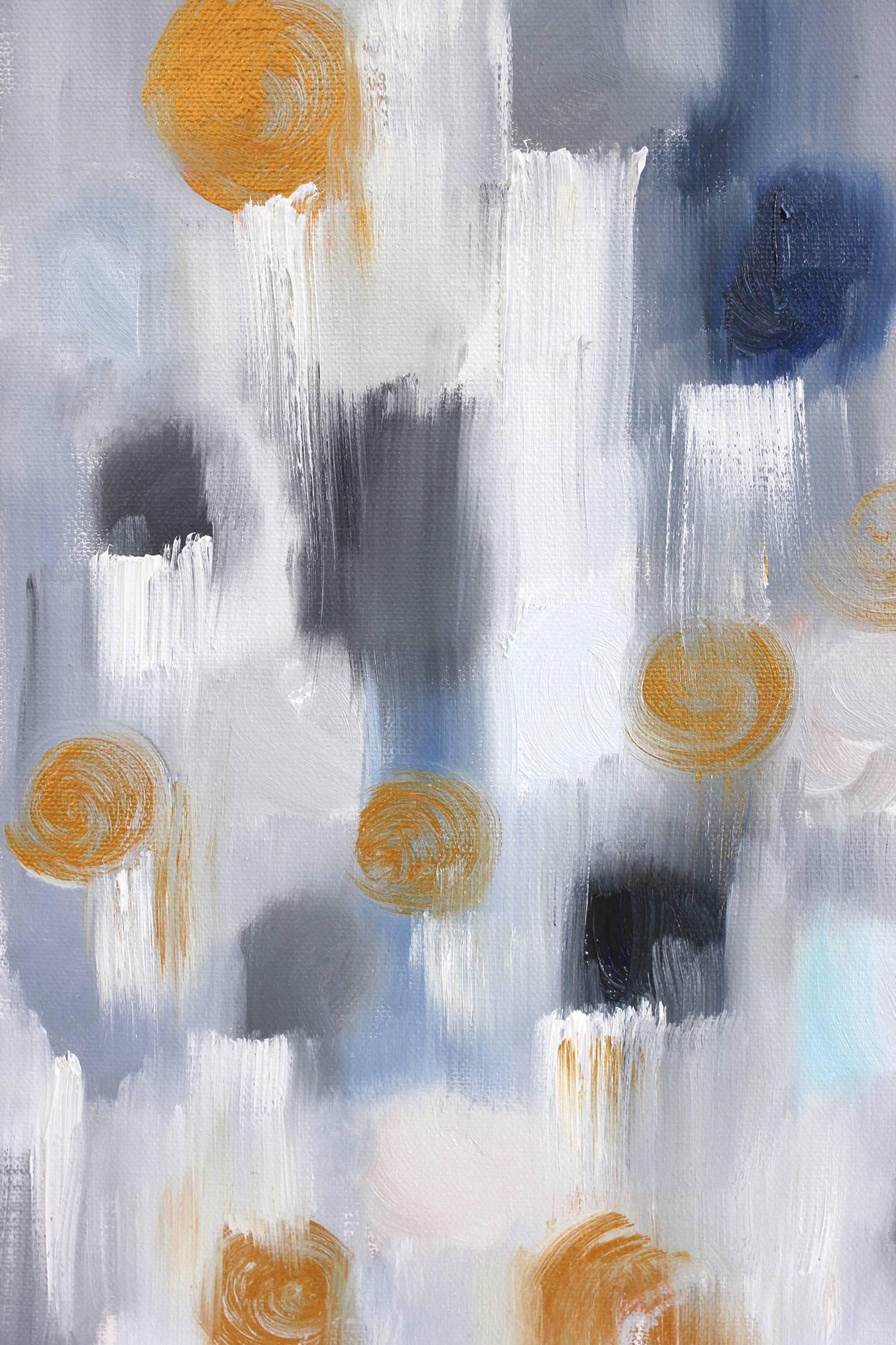 Dripping Dots, Gold Peaks - Contemporary Painting by Cindy Shaoul