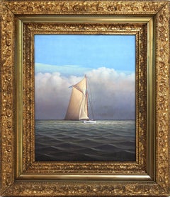 "Sailing After the Storm" Realist Oil Painting on Board of Sailboat in Open Sea