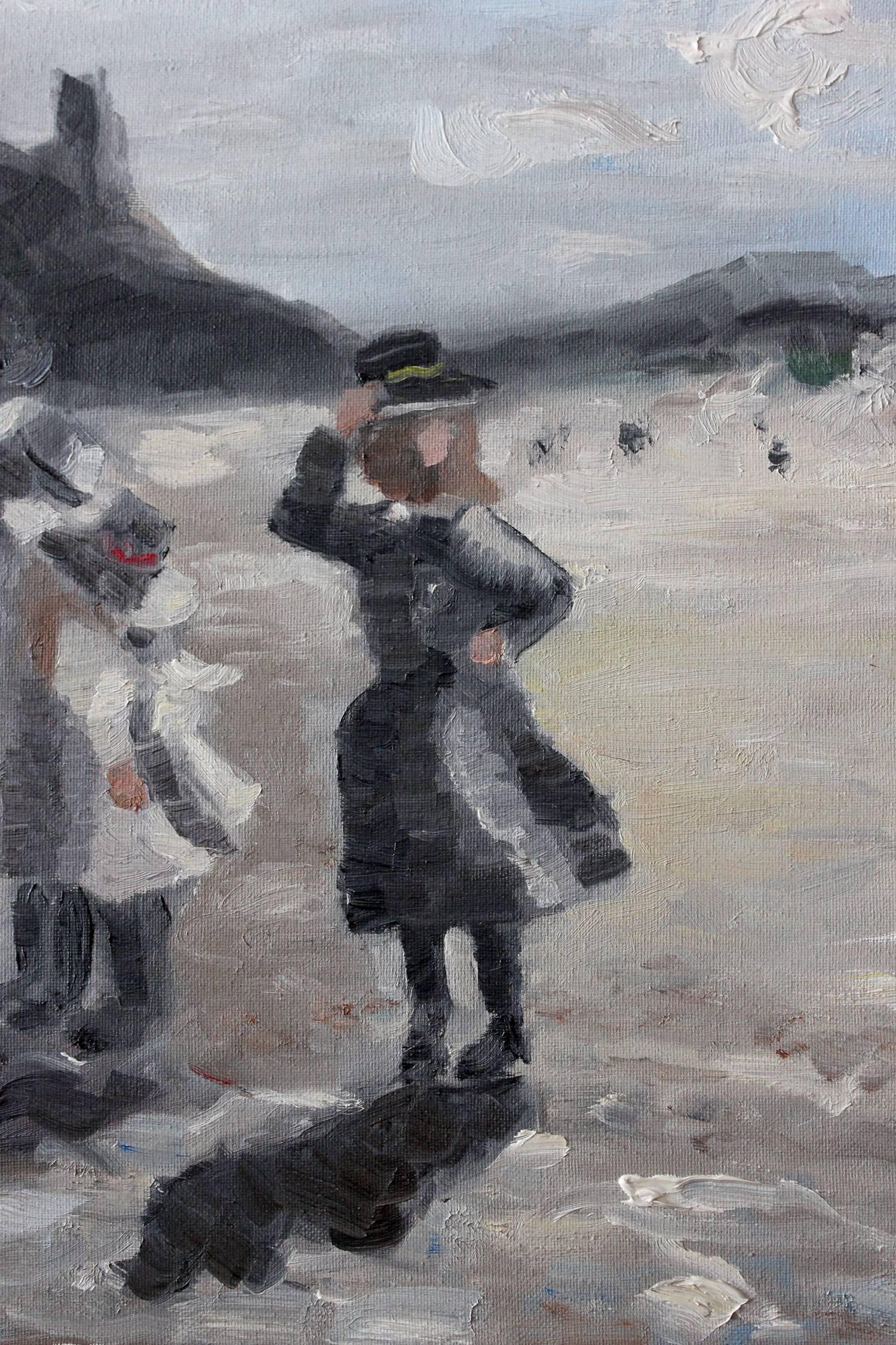 Impressionistische Strandszene, Ölgemälde auf Leinwand, „By the Seashore“ (Amerikanischer Impressionismus), Painting, von Cindy Shaoul