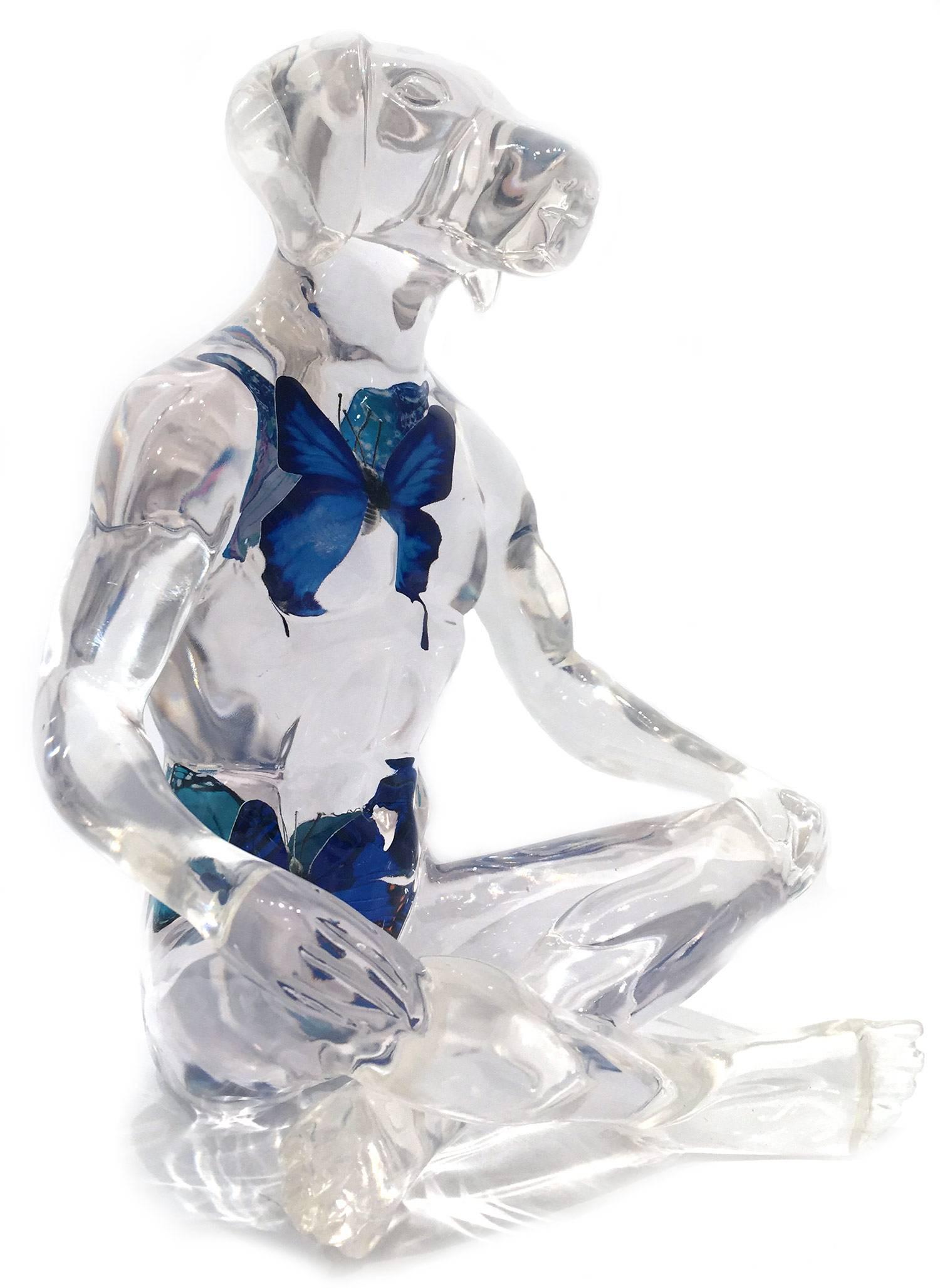 Gillie and Marc Schattner Figurative Sculpture - Butterfly Blue Dogman