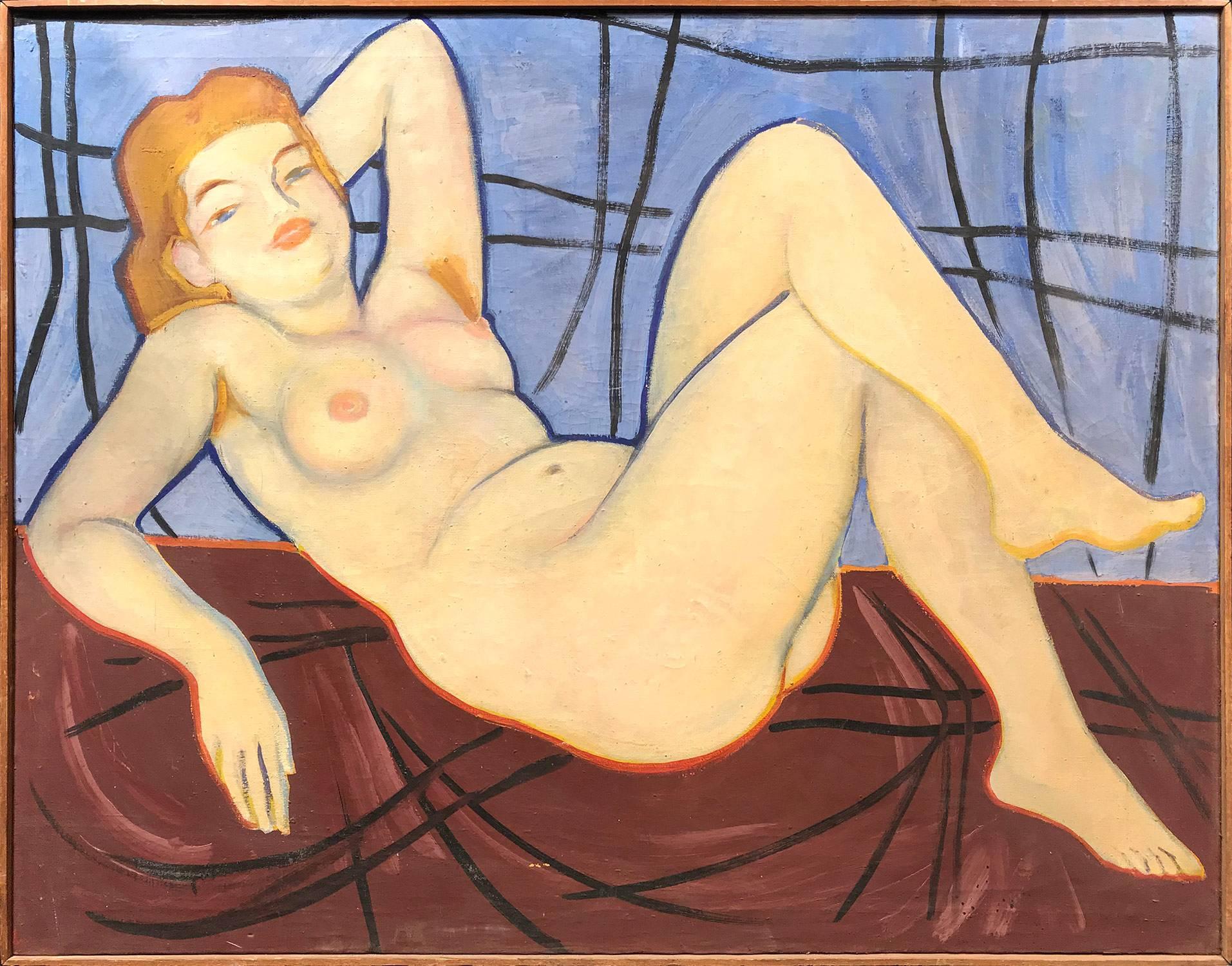 Zygmunt Mazur Figurative Painting - Modernist Nude