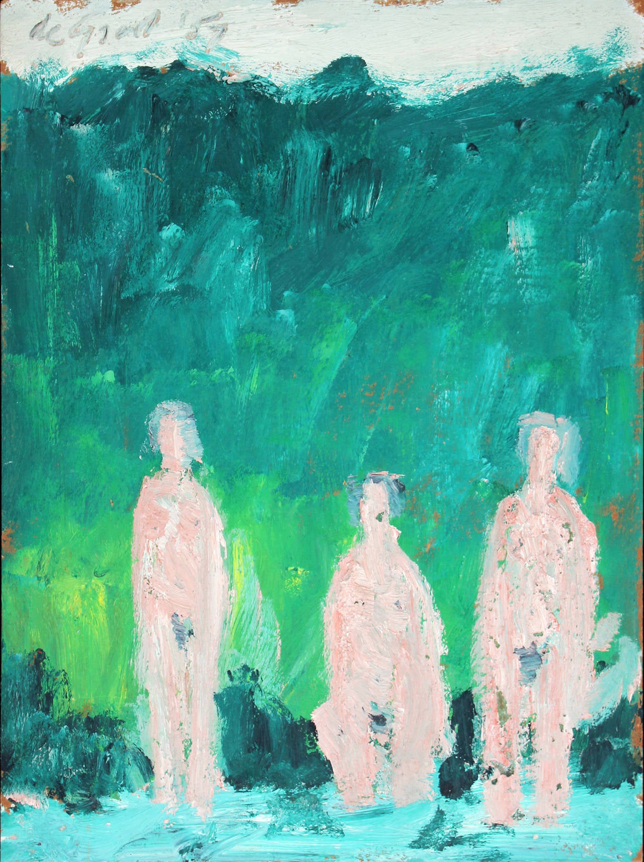 Three Figures in a Landscape - Painting by Nanno de Groot