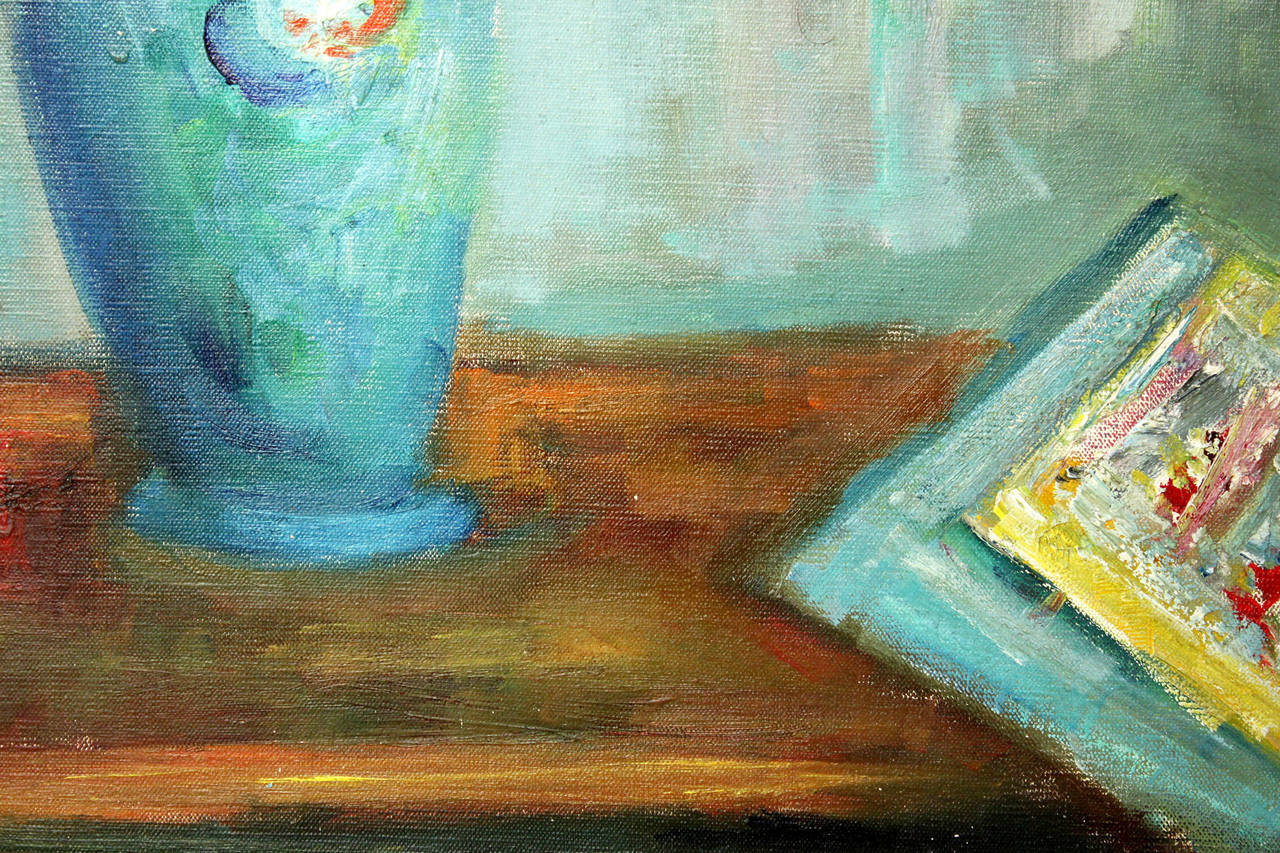 Nature morte de fleurs sur table - Impressionnisme Painting par Jacques Zucker