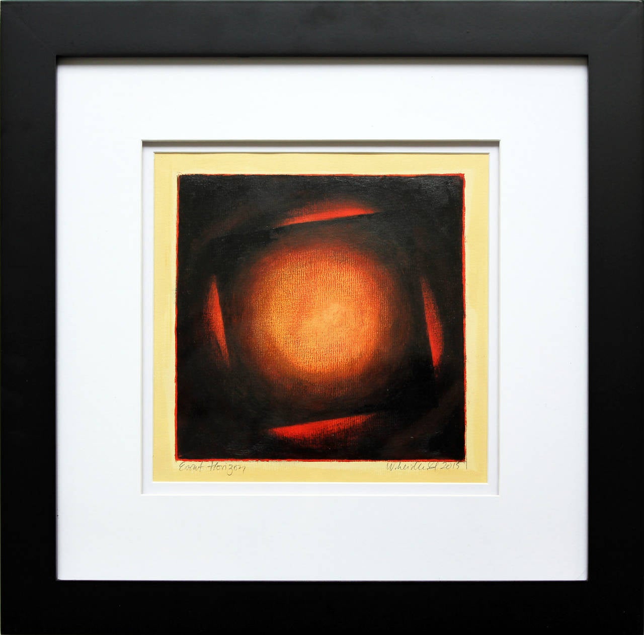 Wolfgang Leidhold Abstract Painting - "Event Horizon" Abstract Geometrical Shape Painting Work on Paper Framed