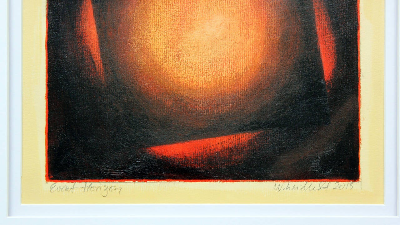 Abstraktes Gemälde in geometrischer Form „Event Horizon“, Gemälde auf Papier, gerahmt – Painting von Wolfgang Leidhold