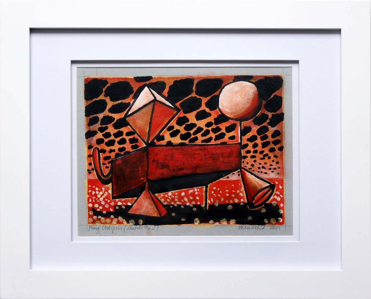 "Re Edipo (Schizzo n. 2)" Pittura astratta di figura geometrica su carta