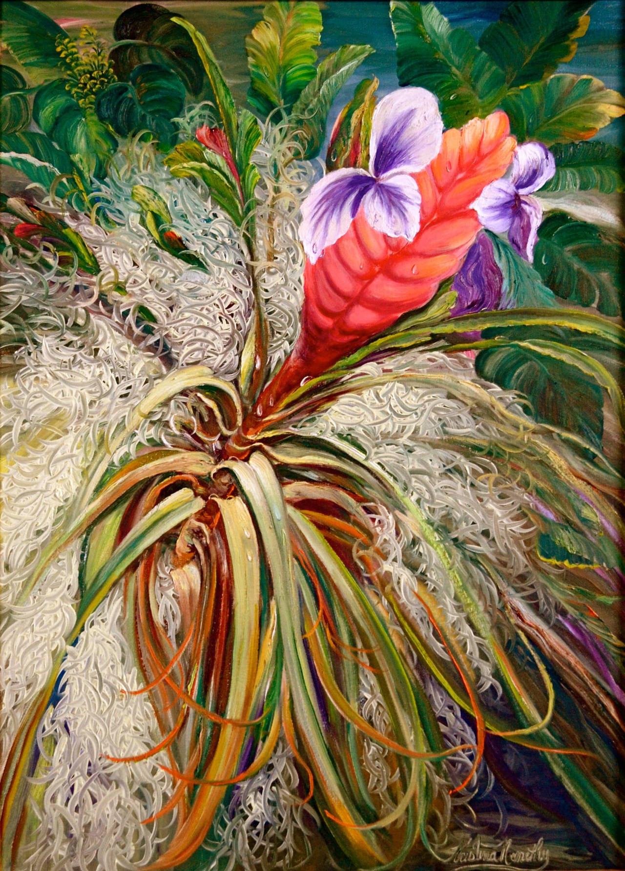 Bromeliads - Painting by Kristina Nemethy