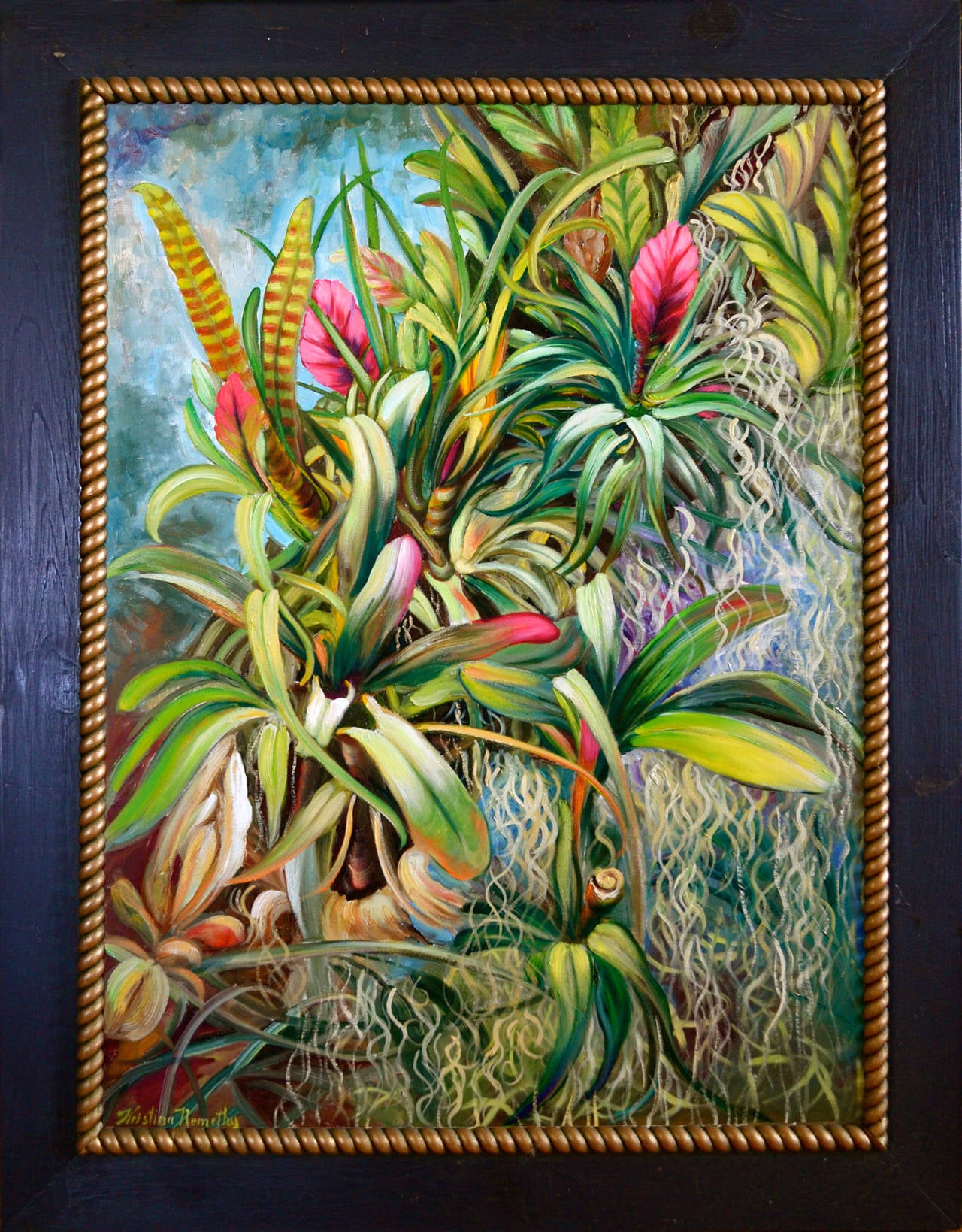 Kristina Nemethy Abstract Painting – Tropische Bromelien