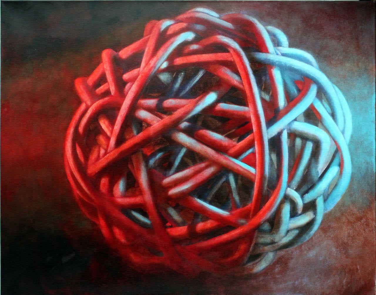 Wolfgang Leidhold Figurative Painting - Knot No. 3 - Blue Red
