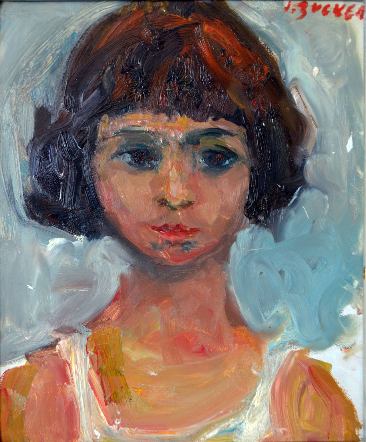 Portrait of a Young Girl - Painting by Jacques Zucker