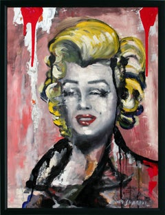 "Pop Marilyn" Pop Art Marilyn Monroe Retrato Pintura al óleo de sobre tabla