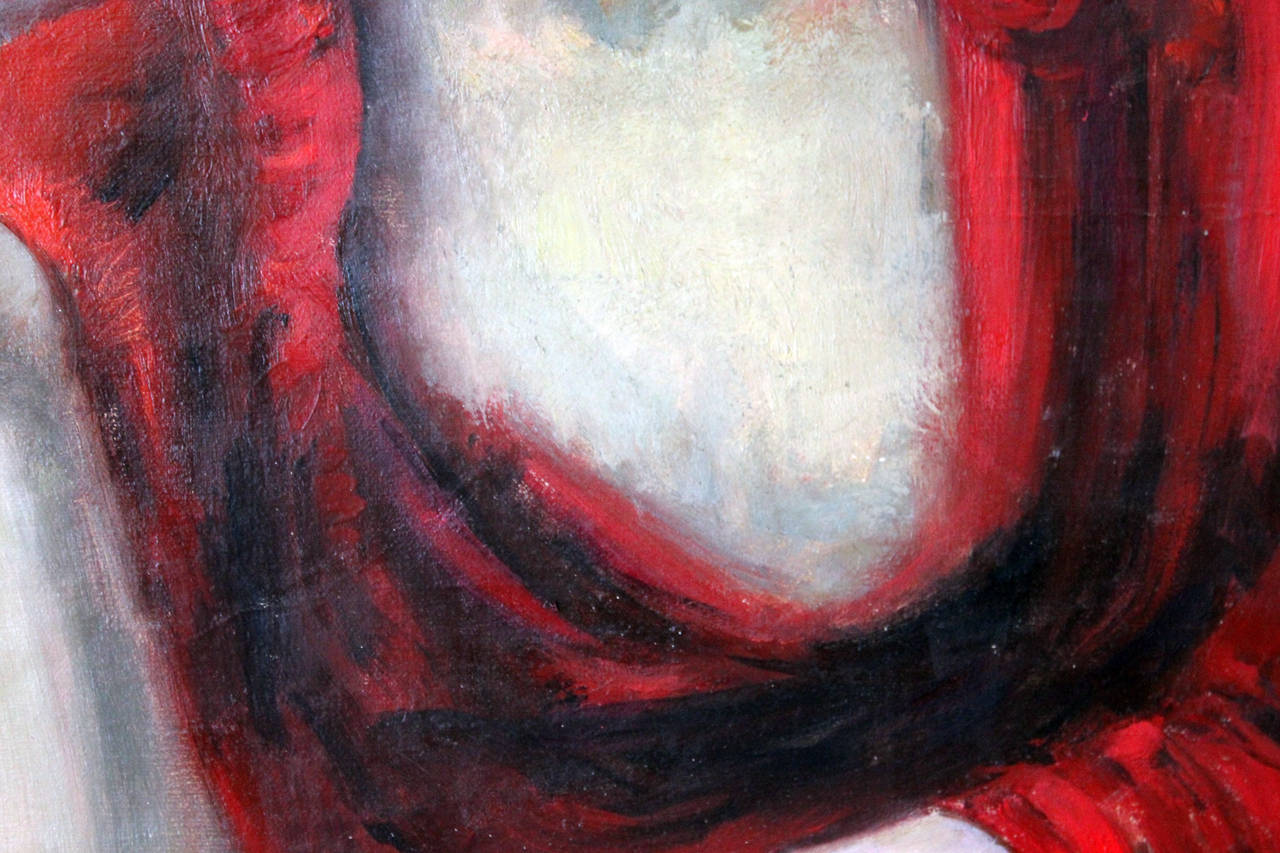 Woman in Red - Impressionist Painting by Jacques Zucker