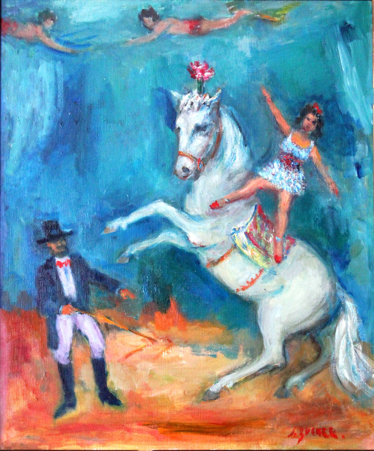 The Circus Performers - Painting by Jacques Zucker