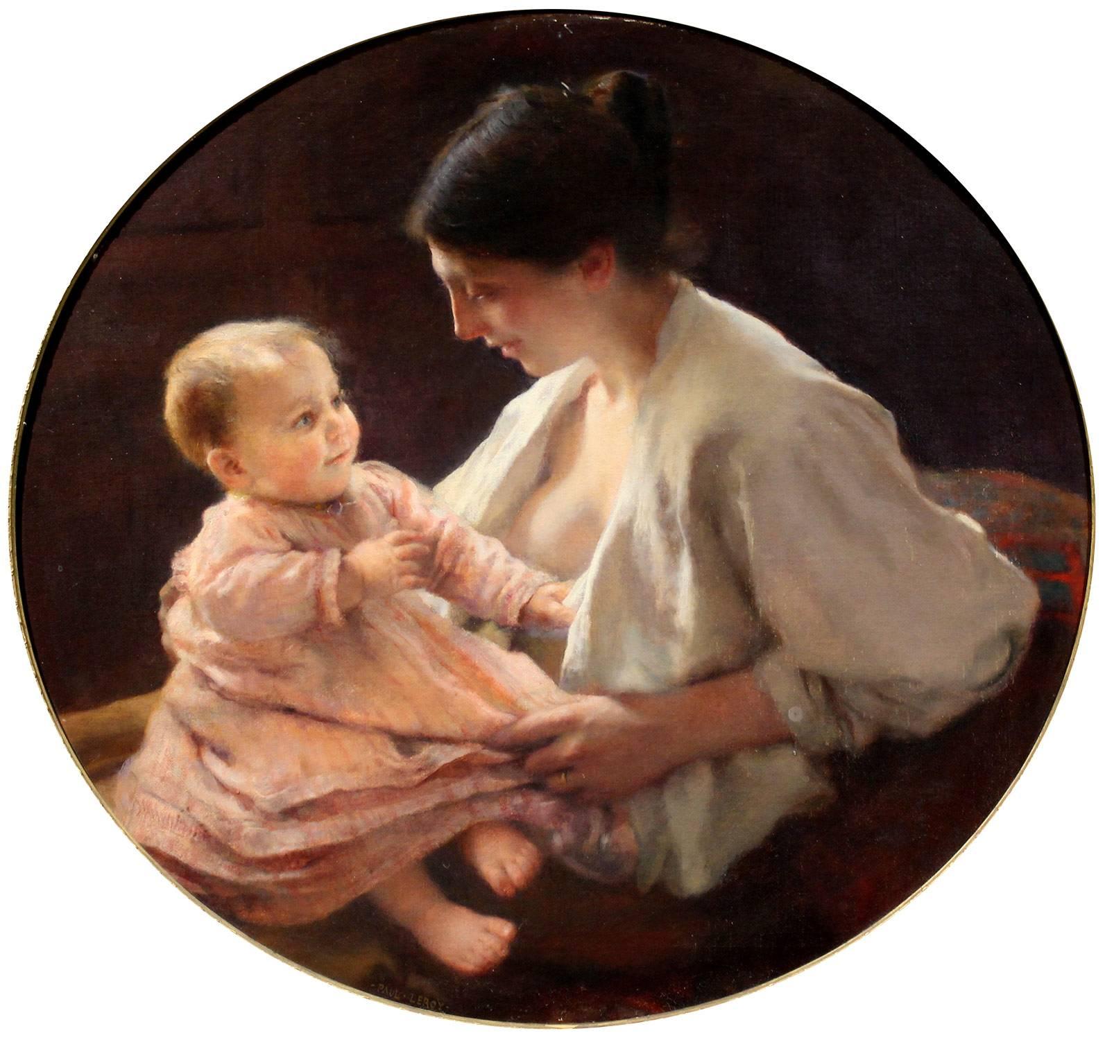 Mother and Child - Painting by Paul Alexandre Alfred Leroy