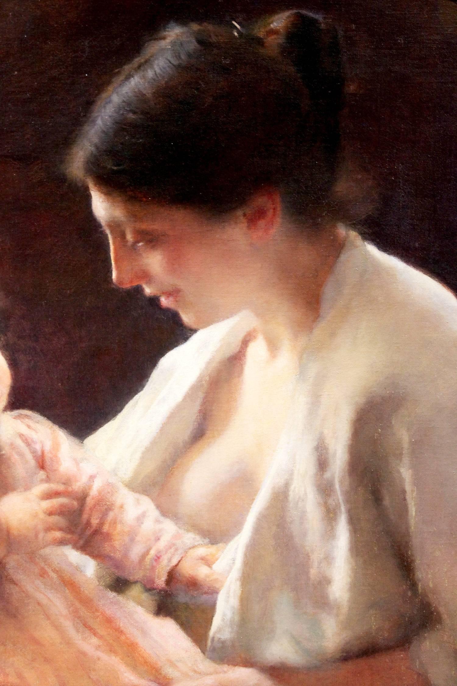 Mother & Child - Painting Realismo di Paul Alexandre Alfred Leroy