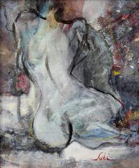 "Œuvre 22 (Nu) Figure abstraite nue Expressionniste Acrylique sur toile