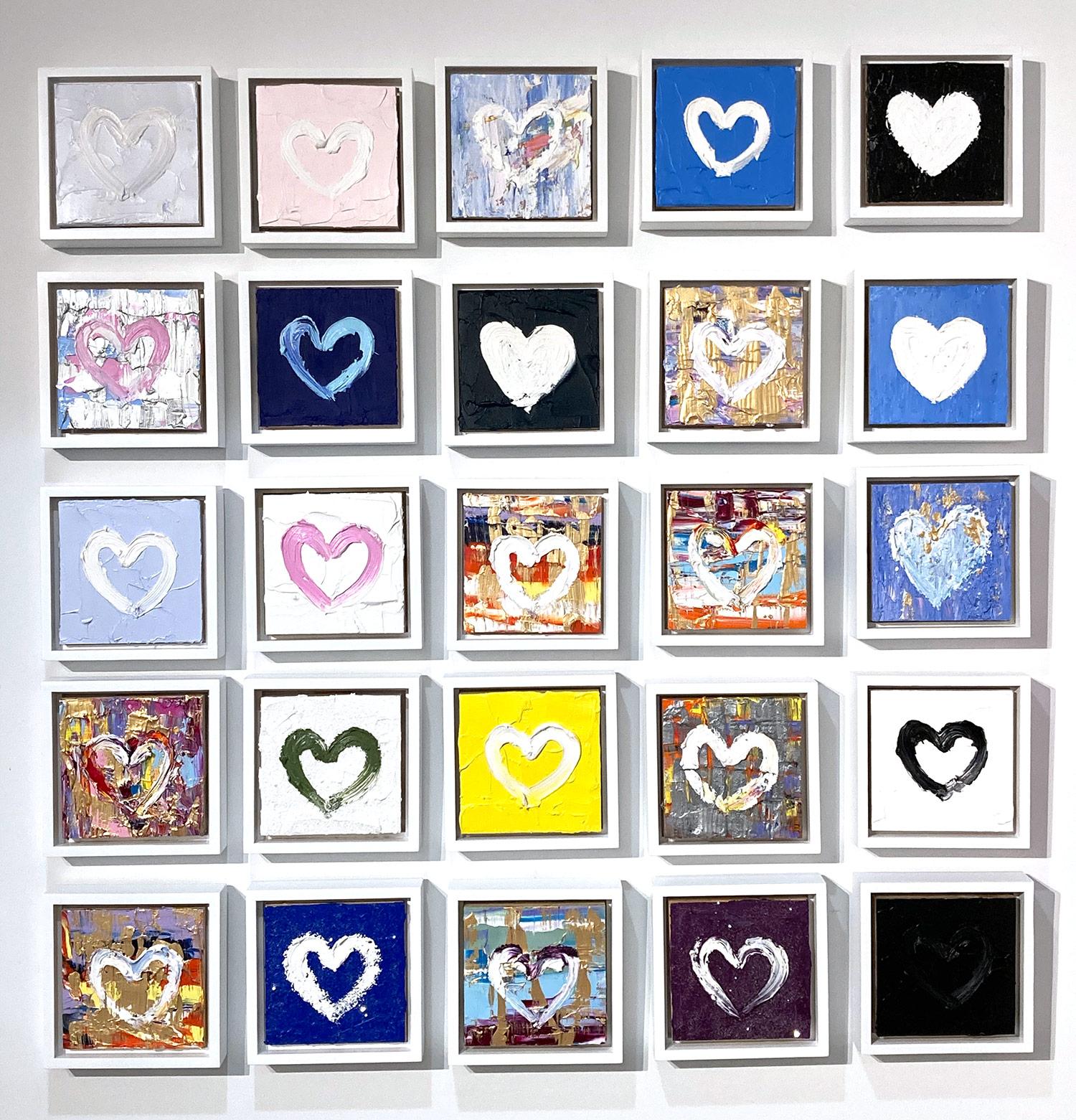 „My Rising Star Heart“ Buntes abstraktes Ölgemälde aus Silber mit Floater-Rahmen im Angebot 11