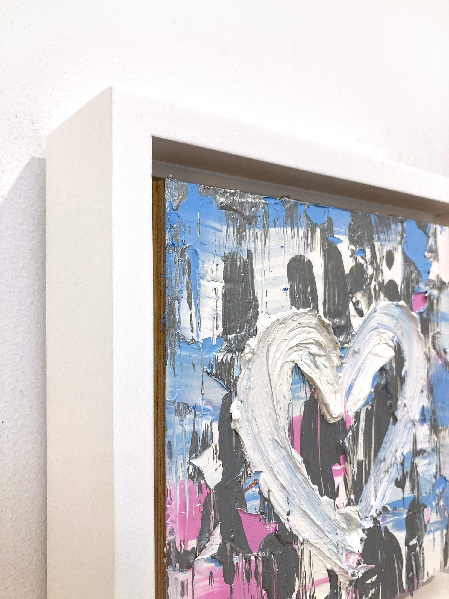„My Rising Star Heart“ Buntes abstraktes Ölgemälde aus Silber mit Floater-Rahmen im Angebot 3