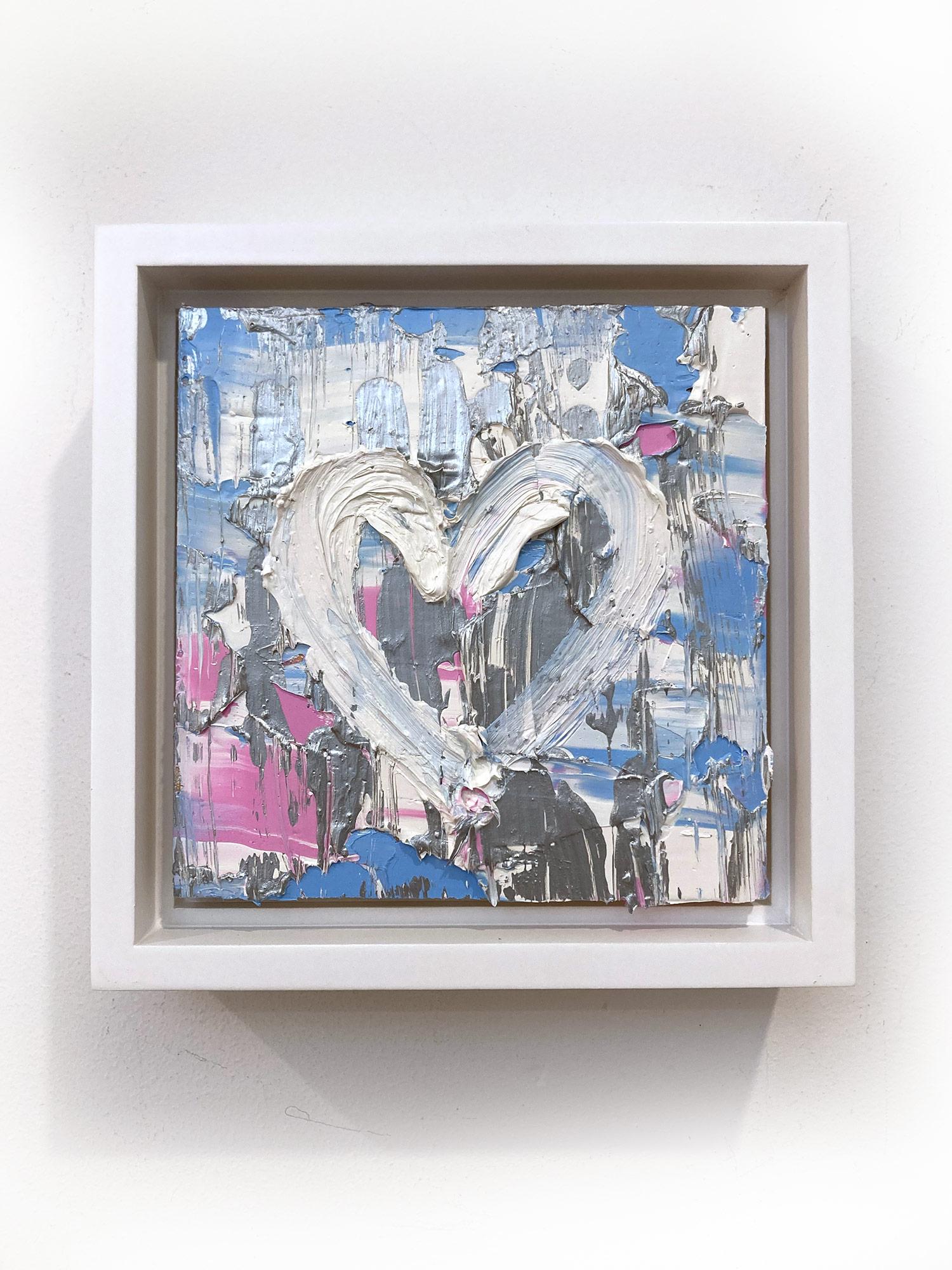 „My Rising Star Heart“ Buntes abstraktes Ölgemälde aus Silber mit Floater-Rahmen im Angebot 8