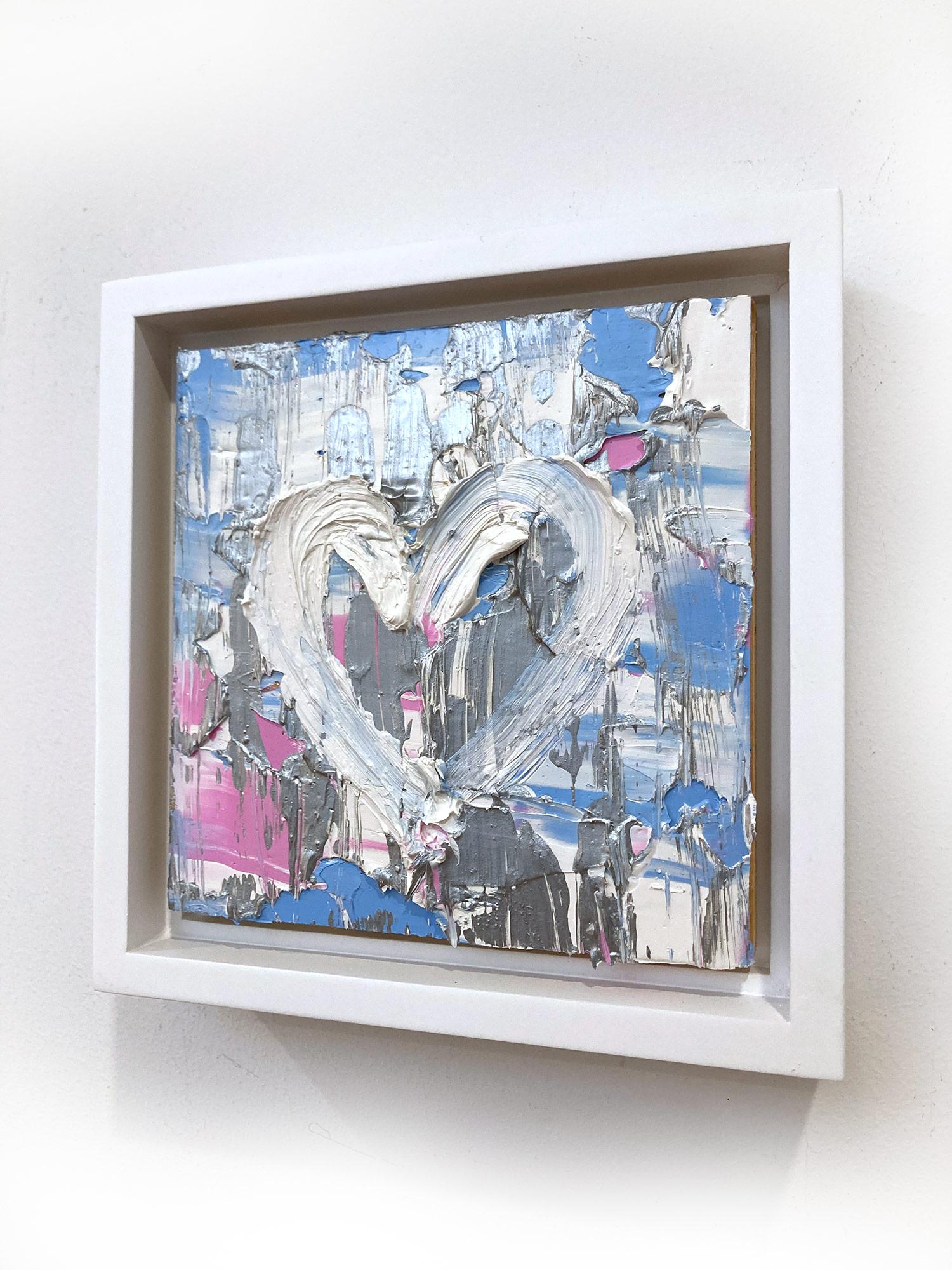 „My Rising Star Heart“ Buntes abstraktes Ölgemälde aus Silber mit Floater-Rahmen im Angebot 9