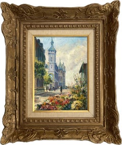 "Near the Hotel de Ville in Spring" Post-Impressionist Parisian Street Scene