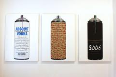 3 artworks by Campbell la Pun "Moet & Chandon" "Louis Green Tea" & "Yes Absolut"