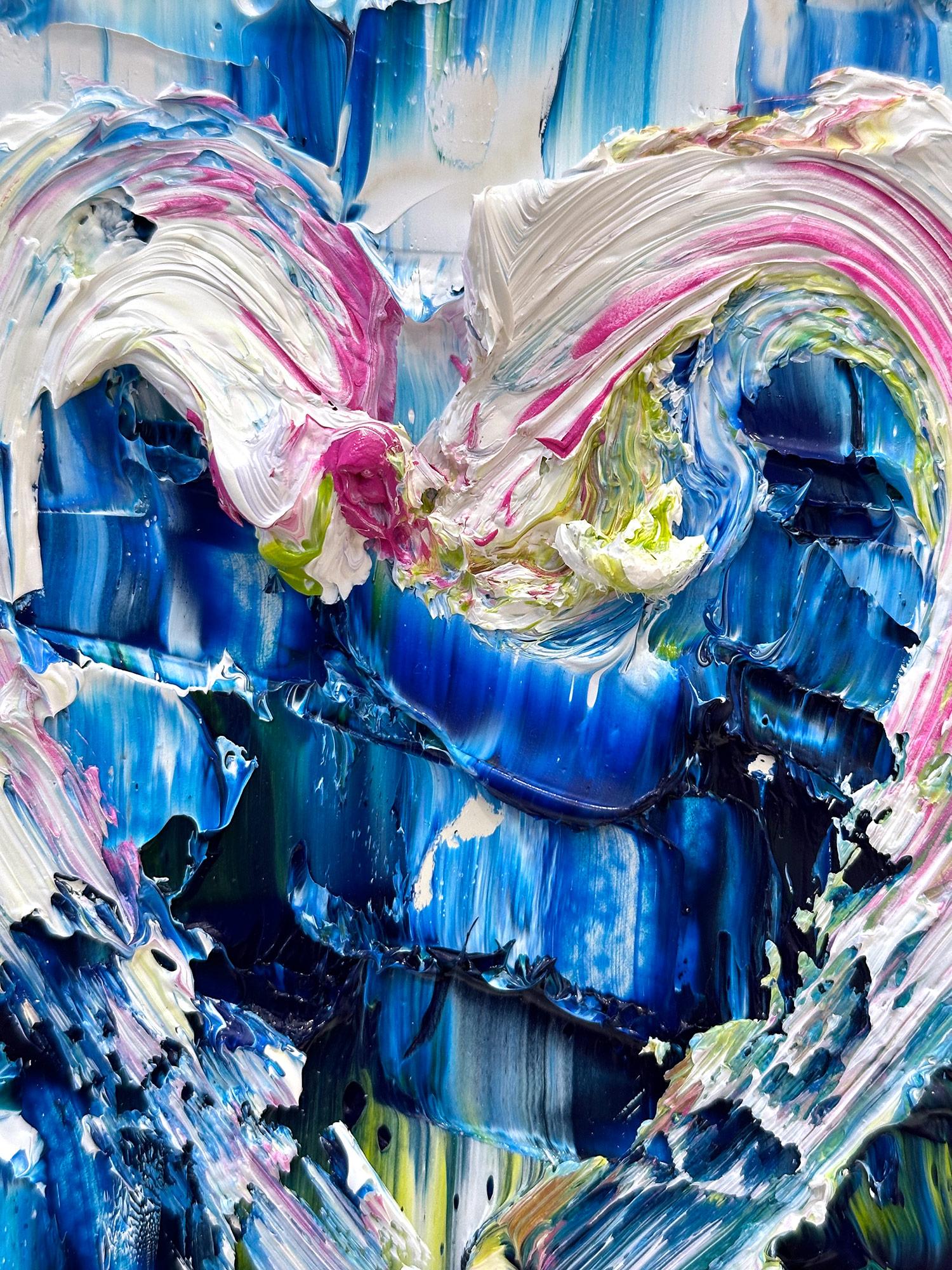 « My Deep Dive Heart », peinture à l'huile pop art colorée avec cadre flottant blanc en vente 4
