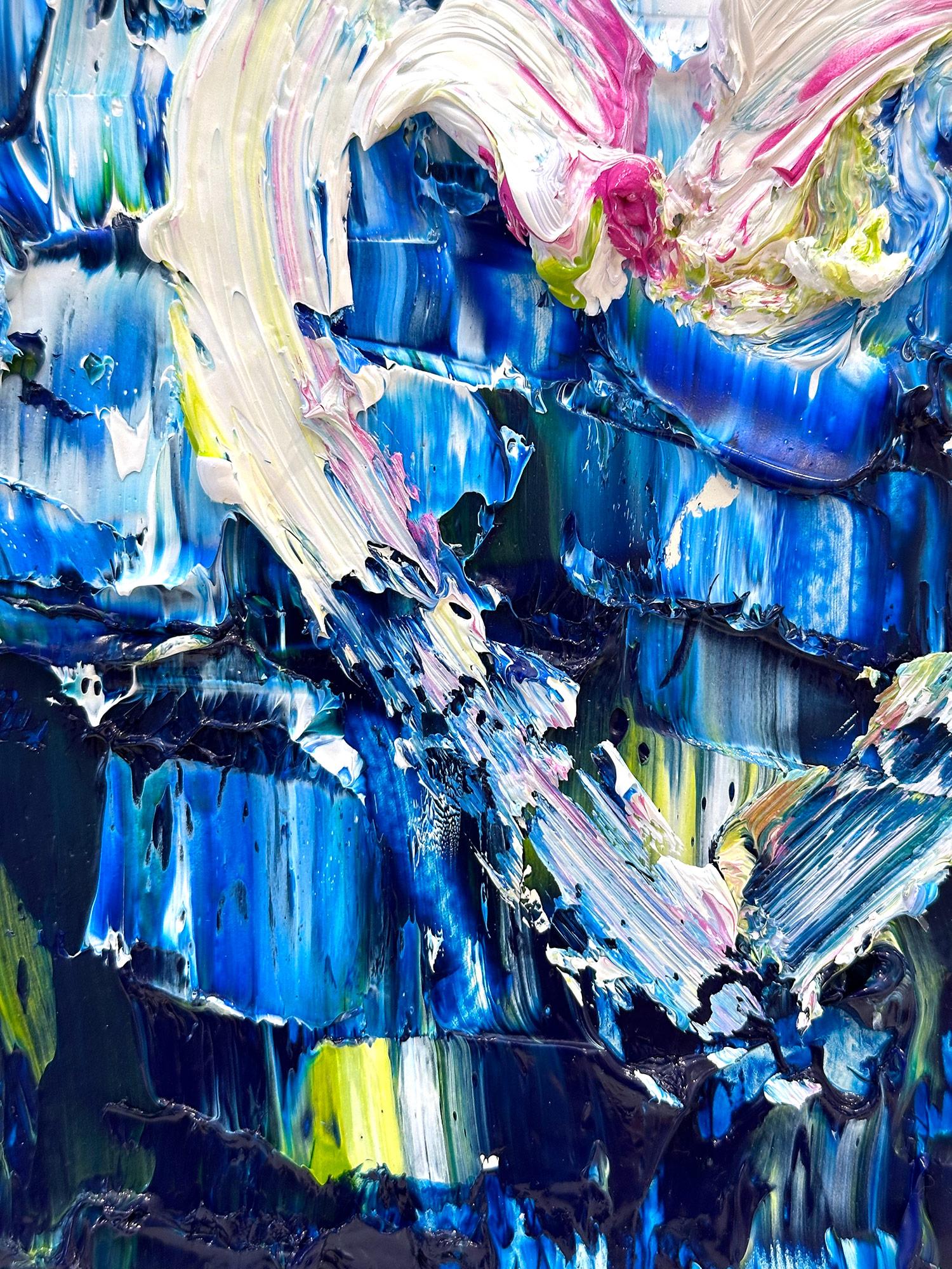 « My Deep Dive Heart », peinture à l'huile pop art colorée avec cadre flottant blanc en vente 2