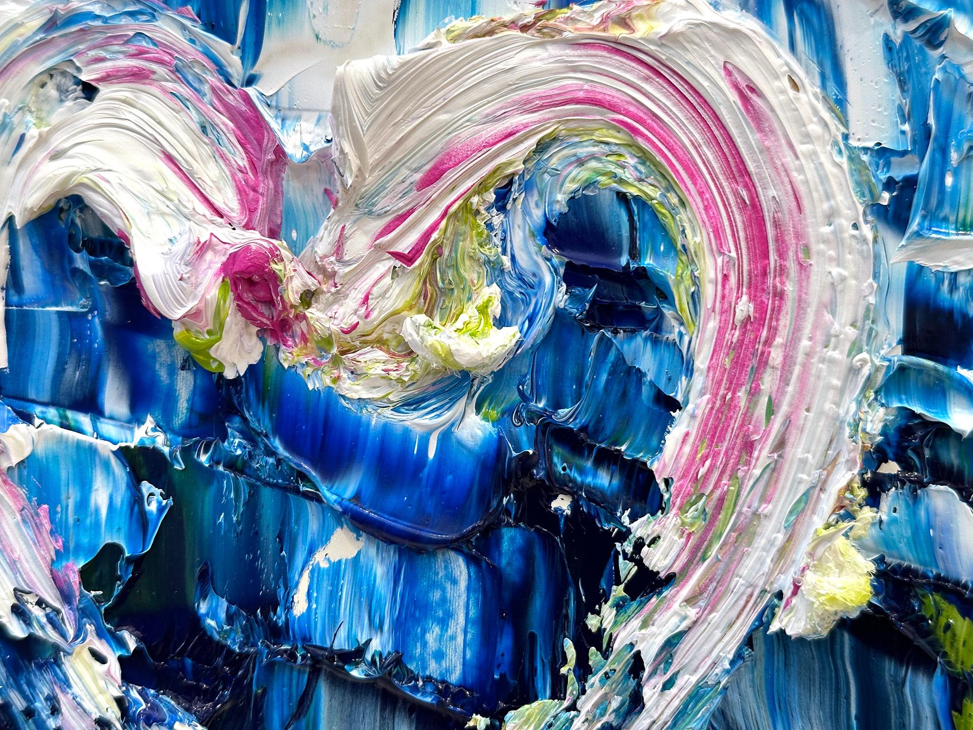 « My Deep Dive Heart », peinture à l'huile pop art colorée avec cadre flottant blanc en vente 5