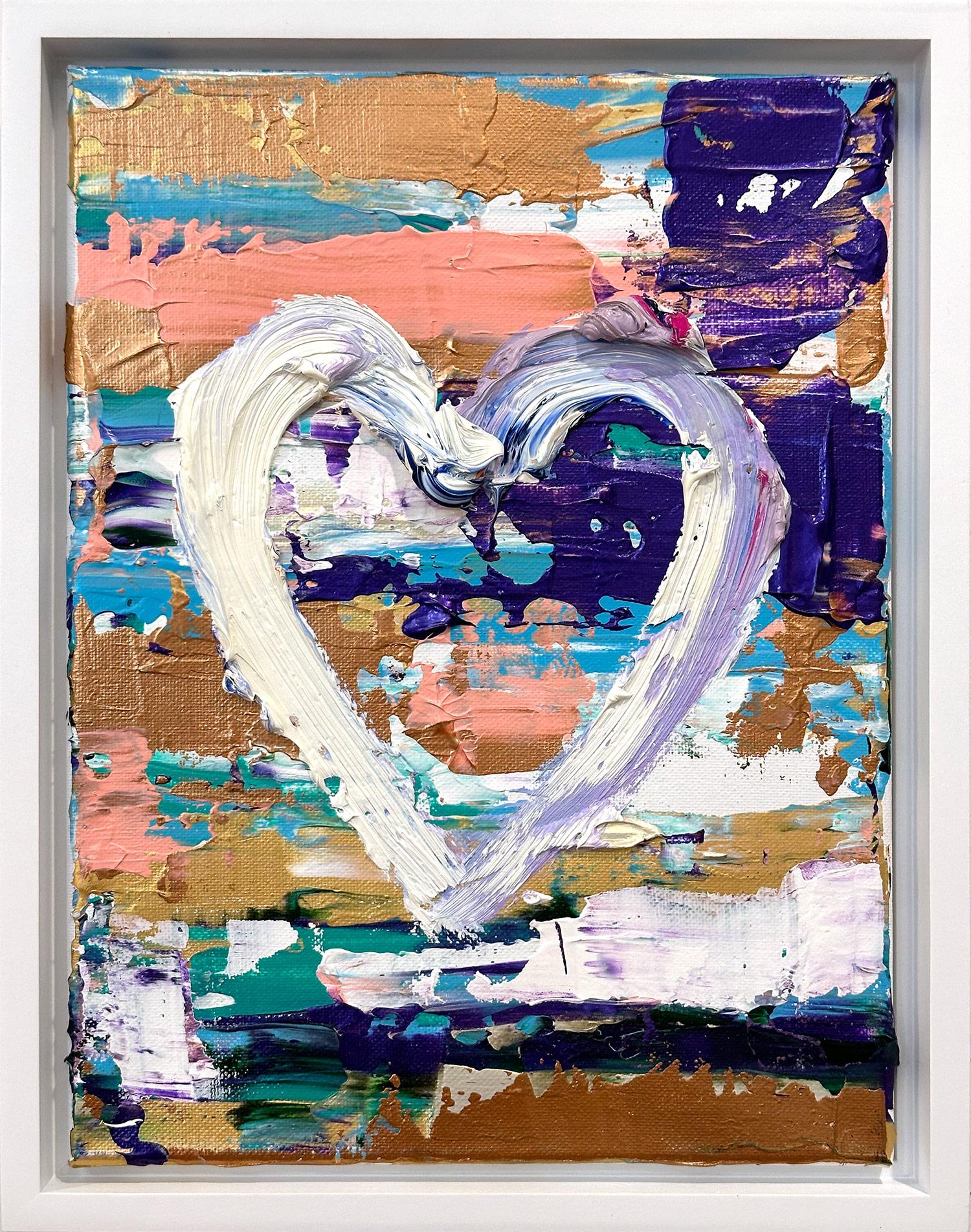 Cindy Shaoul Figurative Painting - "My Abbey Road Heart" Multicolored Pop Art Oil Painting with White Floater Frame