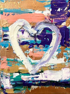 "Il mio cuore di Abbey Road" Pittura ad olio pop art multicolore con cornice bianca fluttuante